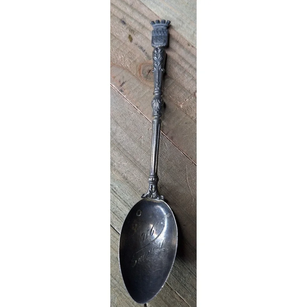 Antique 1916 Paris Somme Souvenir Spoon WWI Commemorative SilverTone Collectible